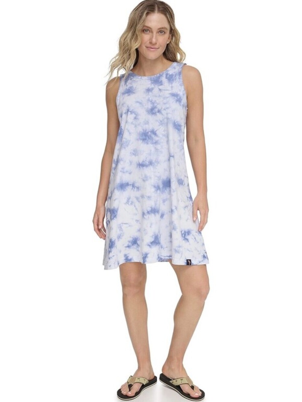 Margaritaville Women's Blue/White Tie Dye Knit Dress Size Small